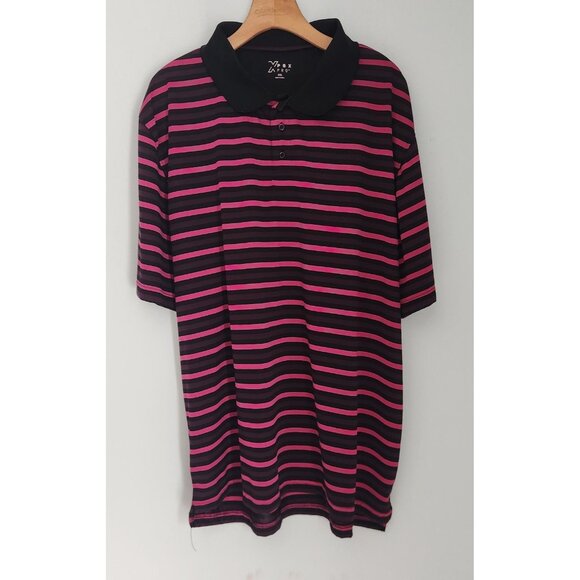 XPBX Pro Polo Shirt Pink Black Striped Short Sleeve Golf Shirt XXL 2XL‎ EUC - Picture 3 of 8